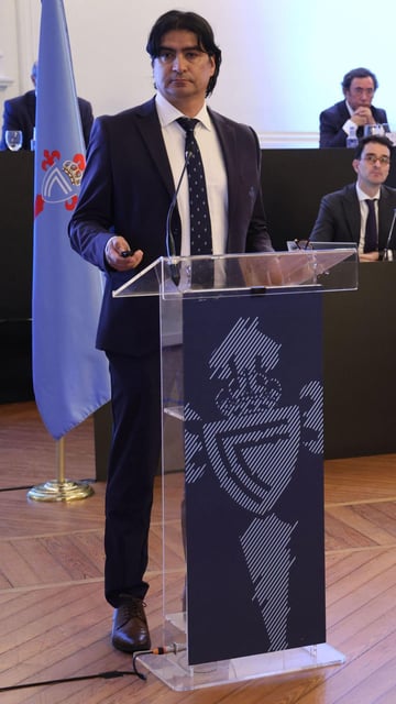 Marco Garcés, durante un
acto en la sede del Celta. 
|  José Lore