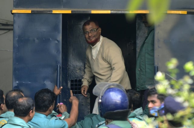 Bangladesh's senior Jamaat-e-Islami leader A.T.M. Azharul Islam was acquitted on Tuesday -- this photograph was taken in 2014 following the verdict for his now-overturned death sentence