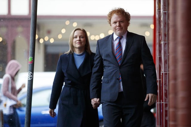 Richard Boyle with his wife Louise Beaston leaving the SA District Court on Tuesday