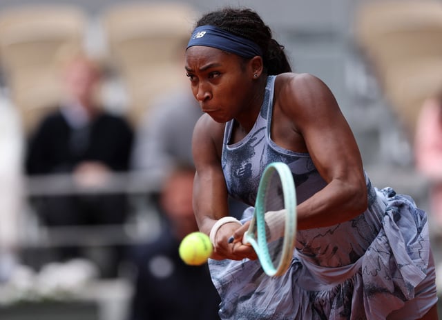 Tennis - French Open - Roland Garros, Paris, France - May 27, 2025 Coco Gauff of the U.S. in action during her first round match against Australia's Olivia Gadecki REUTERS/Gonzalo Fuentes