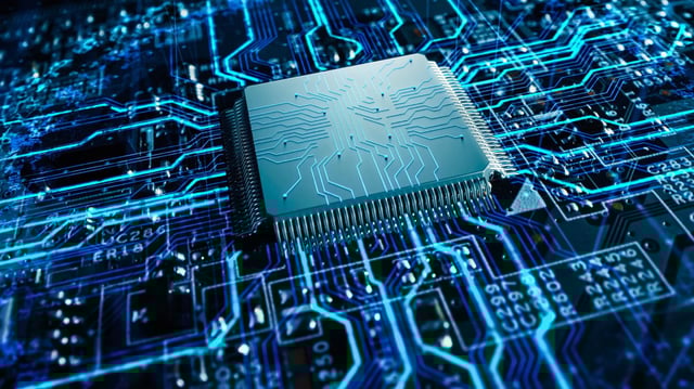 Conceptual visualization of an advanced processor chip.