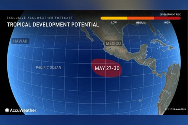 AccuWeather says its meteorologists are forecasting a high risk for tropical development in the eastern Pacific from May 27-30.