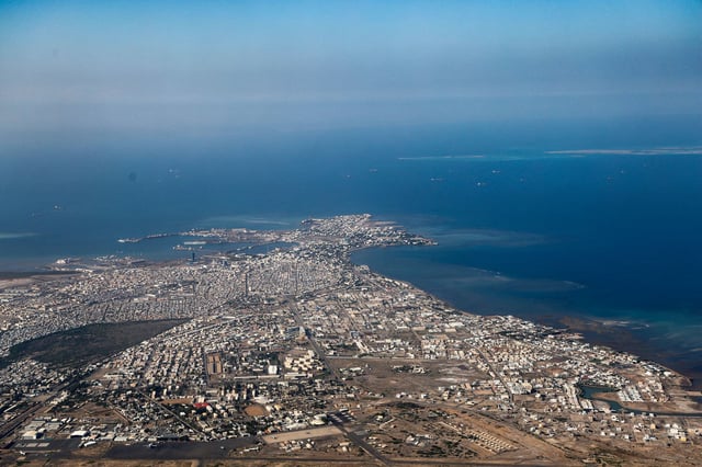 This aerial photo shows Djibouti, East Africa, in December 2024.