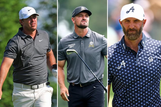 LIV Golfers, Brooks Koepka (Left), Bryson Dechambeau (Centre), Dustin Johnson (Right) - Image Collage. (Credits: Geety Images)