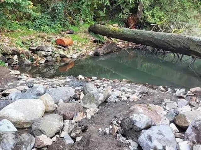 Residents of the community of Harrison Hot Spring, B.C. were outraged after a beloved natural outdoor hot spring pool known as Hobo Hot Springs was filled with boulders and dirt. The pool is shown after the destruction in a handout photo.