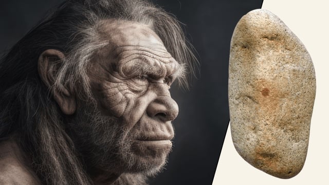 If the pebble marked with ochre is a Neanderthal “portrait” it could be further evidence they were capable of complex thought