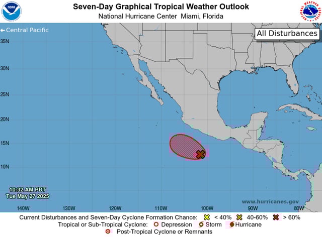 A map from the National Hurricane Center shows the anticipated path should a tropical storm form.