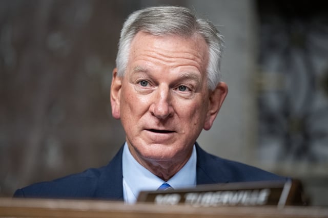 Sen. Tommy Tuberville, R-Ala., speaks during a Senate hearing on April 3, 2025. 