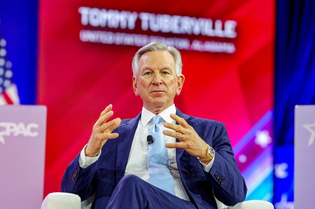 U.S. Senator Tommy Tuberville (R-AL) speaks at the Conservative Political Action Conference (CPAC) annual meeting in National Harbor, Maryland, U.S., February 22, 2024. REUTERS/Amanda Andrade-Rhoades/File Photo
