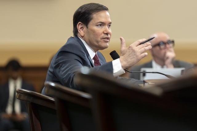 Secretary of State Marco Rubio speaks during a hearing of the House Committee on Foreign Affairs on Capitol Hill, Wednesday, May 21, 2025, in Washington. (AP Photo/Mark Schiefelbein)