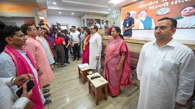The Delhi BJP meeting. (Sanchit Khanna/HT Photo)