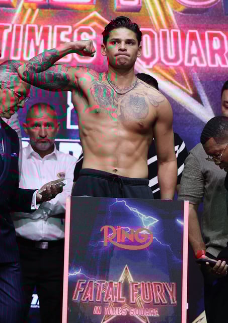 Ryan Garcia at the May 1 weigh-in for his bout with Rolly Romero.