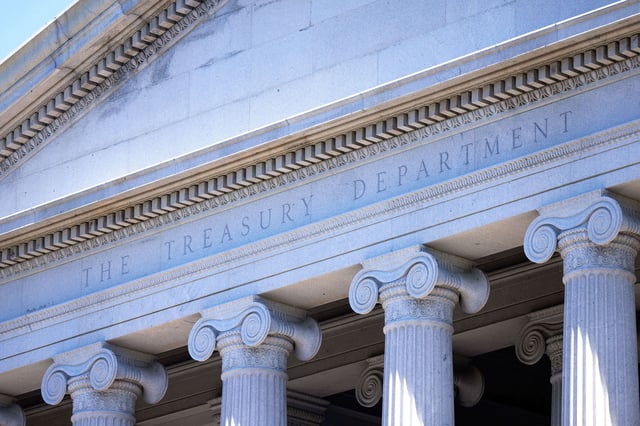 The Treasury Department Building in Washington, DC, on Saturday, May 10, 2025.