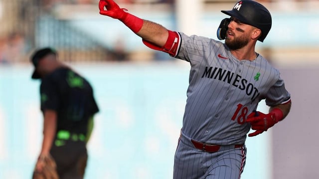 May 27, 2025; Tampa, Florida, USA; Minnesota Twins second baseman Kody Clemens (18) runs the bases after hitting a home run against the Tampa Bay Rays in the second inning at George M. Steinbrenner Field. Mandatory Credit: Nathan Ray Seebeck-Imagn Images