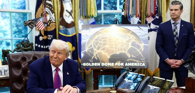US-Präsident Donald Trump präsentiert sein Vorhaben für ein Luftabwehrsystem im Oval Office