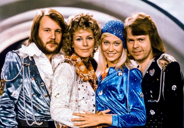 ABBA pictured after their Eurovision win. (OLLE LINDEBORG/AFP via Getty)