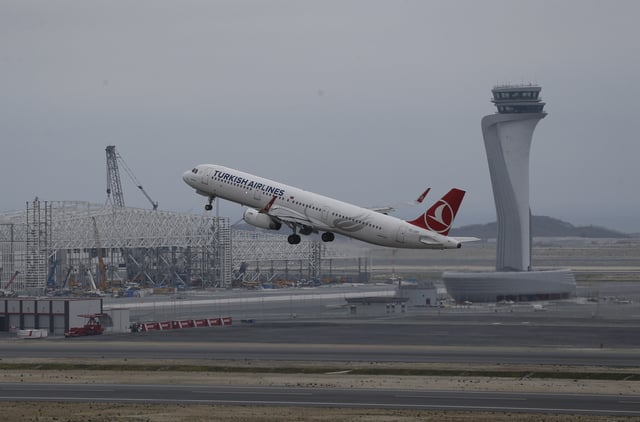 FILE - A Turkish Airlines plane takes off from Istanbul Airport near the Black Sea shores, in Istanbul, on April 6, 2019. (AP Photo/Lefteris Pitarakis)