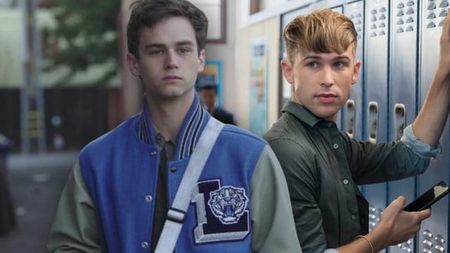 Brandon Flynn as Justin Foley and Tommy Dorfman as Ryan Shaver in 13 Reasons Why
