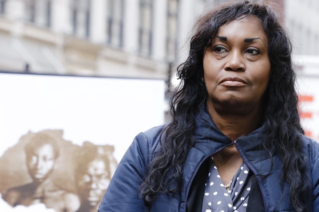 FILE - Tamara Lanier attends a news conference near the Harvard Club, on March 20, 2019, in New York. (AP Photo/Frank Franklin II, File)