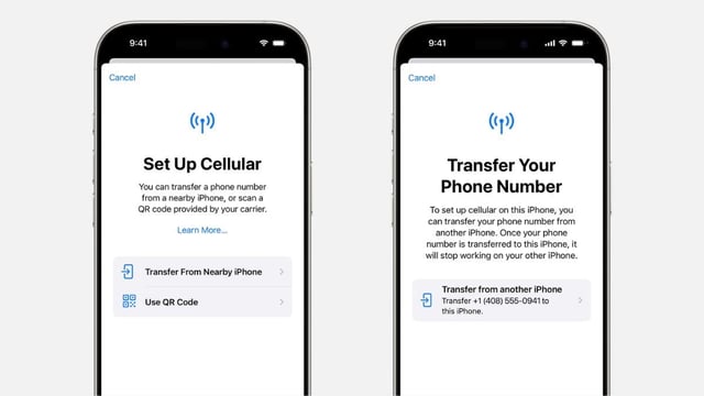 Apple currently only allows users to transfer eSIM from one iPhone to another easily