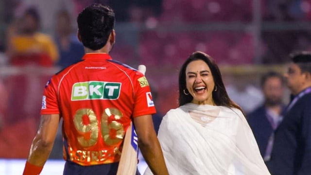Preity Zinta flashes her iconic smile as Shreyas Iyer hits the winning six in PBKS Vs MI match.