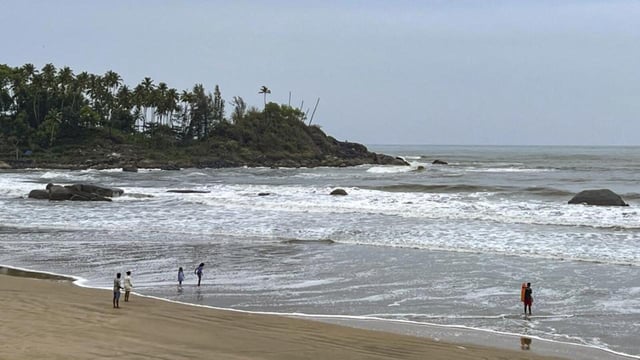 Visitors at the Palolem beach in South Goa on Monday (PTI File)