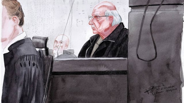 This courtroom sketch by Valentin Pasquier shows Joel Le Scouarnec, now 74, sitting in courtroom and accused of raping or abusing 299 people, mostly child patients. | Image: AP