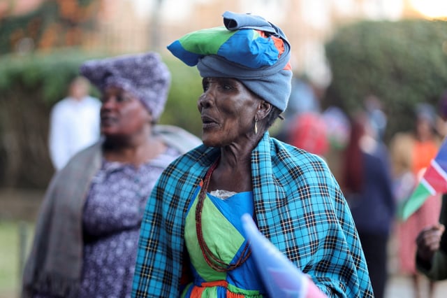 Members of the Herero community attend the country’s first commemoration for victims of the Herero and Nama genocide, massacred by German colonial forces more than a century ago, in the capital, Windhoek, Namibia, May 28, 2025. REUTERS/Stringer