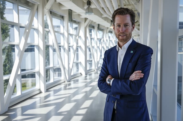 WestJet CEO Alexis von Hoensbroech pauses for a portrait at the airline's headquarters in Calgary, Alta., Thursday, June 30, 2022.THE CANADIAN PRESS/Jeff McIntosh