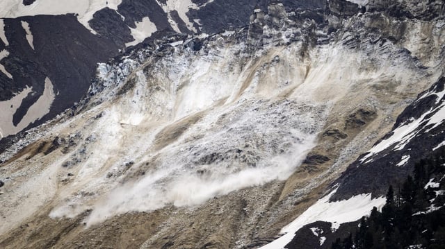 Ein Bergsturz reißt einen Gletscher mit sich