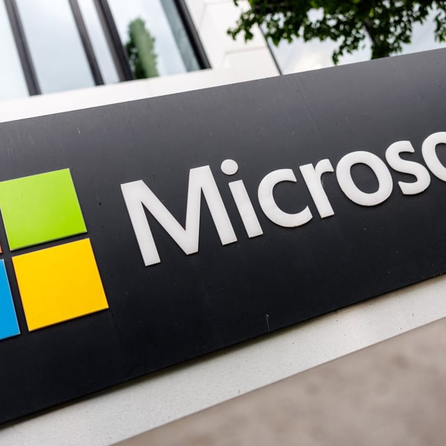 microsoft logo outside a building