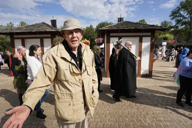 George Coulam is interviewed on the grounds of the Texas Renaissance Festival on Saturday, Oct. 12, 2019.