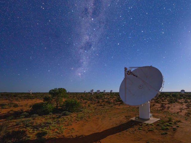 The ASKAP radio telescope is seen in Wajarri Yamaji Country in Western Australia.