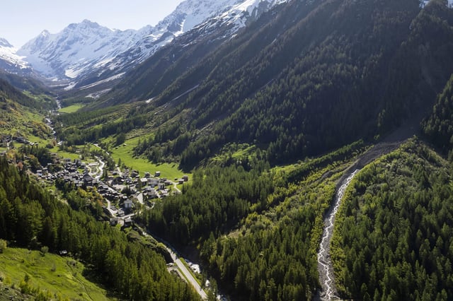 The village of Blatten on May 18, 2025, before it was buried by rock and mud.