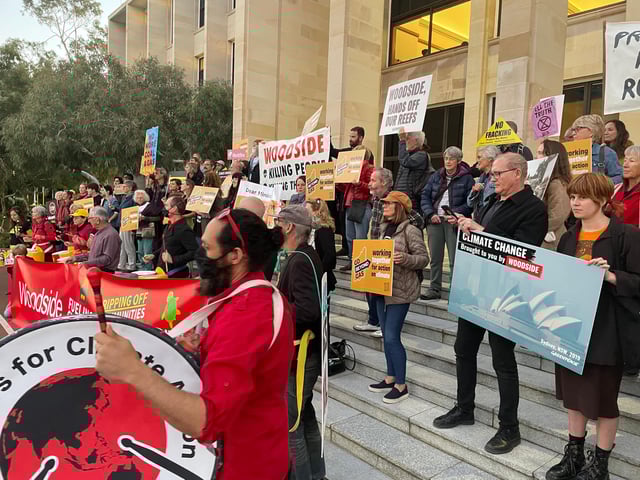 Campaigners gathered outside the WA Parliament House on Tuesday May 27, calling for the federal government to reject the North West Shelf.