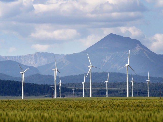  Wind turbines are seen near Pincher Creek. Alberta will institute new rules for renewable energy projects, limiting their construction on farmland and adding buffers to protect landscape views.
