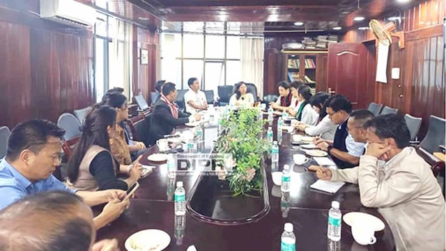 Hekani Jakhalu with officials and delegation during meeting on Wednesday. (DIPR)