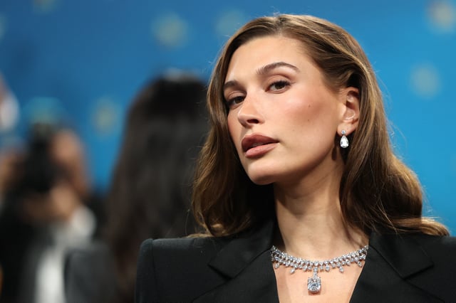 Hailey Bieber poses during the Met Gala, in New York City, New York, U.S., May 5, 2025. REUTERS/Mario Anzuoni/File Photo