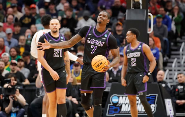 Tyon Grant-Foster had 16 of his 23 points in a blowout loss to Maryland in the first round of the NCAA Tournament in Seattle on March 21, 2025.