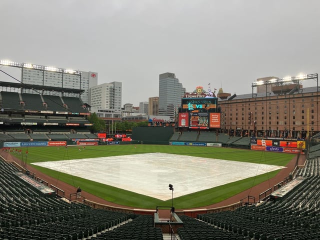 The Orioles&#39; game Wednesday against the Cardinals was delayed because of rain. (Jacob Calvin Meyer/Staff)