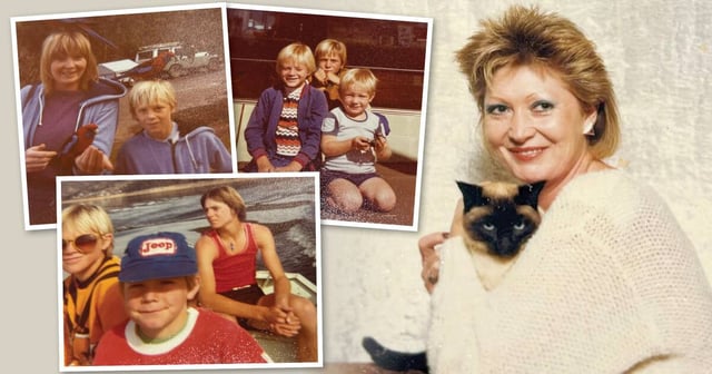 Pauline Sowry was a cat lover and, on left, on holidays with her sons Paul, Jason and Adam. Pictures supplied