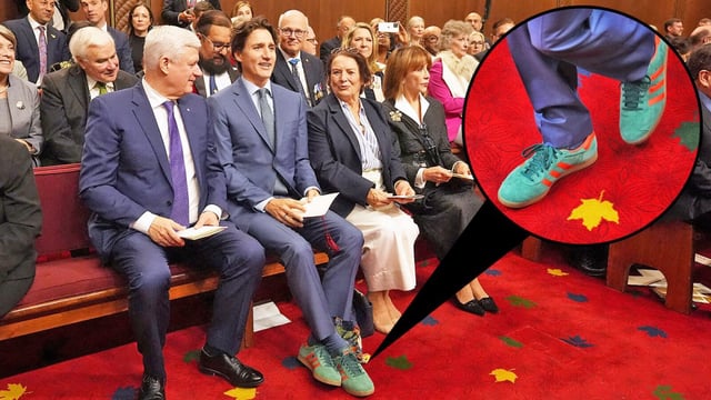 Justin Trudeau and his Adidas Gazelles at the King’s address to the Canadian parliament