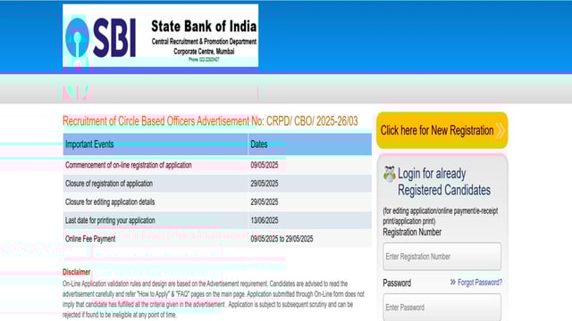 SBI CBO Recruitment 2025: Last date to apply for 2964 Circle Based Officer posts