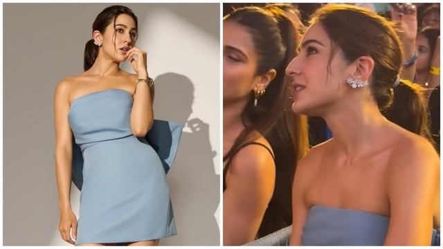 Sara Ali Khan dazzles in a powder blue mini dress. 