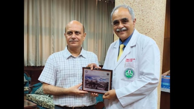 In his address, Dr Gupta dedicated this achievement to the doctors and medical superintendents and nursing and paramedical staff of the institution, who remained available round the clock to provide tireless best comprehensive diagnostic, medical and surgical services to the needy. (HT Photo)