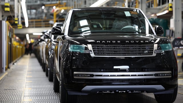 A Range Rover SUV on the production line in Solihull. Cars sent for export were down 10 per cent