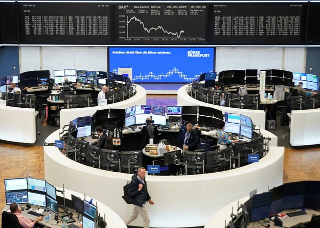 The German share price index DAX graph is pictured at the stock exchange in Frankfurt, Germany, May 28, 2025.  REUTERS/Wolfgang Rattay/ File Photo