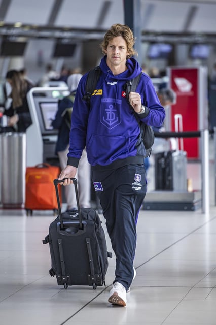 Nat Fyfe at Perth Airport on Thursday.