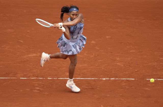 May 27, 2025; Paris, FR; Coco Gauff of the United States returns a shot during her match against Olivia Gadecki of Australia on day three at Roland Garros Stadium. Mandatory Credit: Susan Mullane-Imagn Images/File Photo