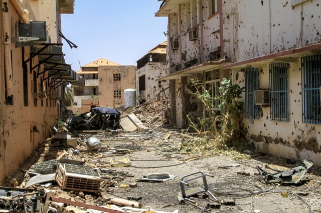 Much of the Sudanese capital's health and sanitation infrastructure, including this Khartoum hospital, was devastated by two years of fighting between the regular army and the paramilitary Rapid Support Forces.